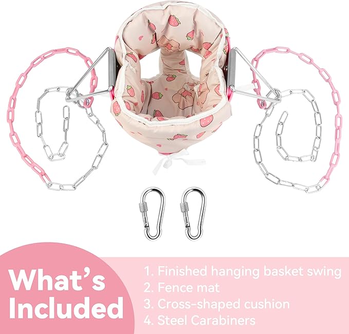 Take Me Away Pink Swing Seat - Heavy Duty High Back Full Bucket Toddler Swing Seat Chain Plastic Coated Baby Swing Outdoor - Playground Swing Set Accessories Replacement