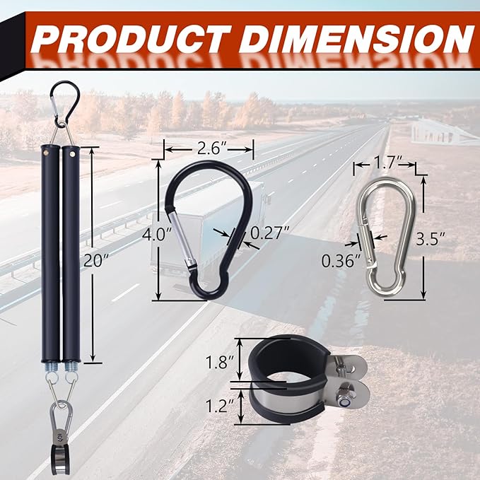 CheeMuii 20" Double Tender Spring Kit with Trailer Hose Holder Heavy Duty Tender Spring for Semi Truck Air Lines Kit 3 in 1 Air Lines Holder for Semi Truck Trailer Tractor