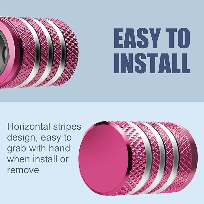 Tire Valve Stem Cap Cover - (5 Pack) Tire Air Caps Metal with Plastic Liner Corrosion Resistant Leak-Proof for Car Truck Motorcycle SUV and Bike Pink