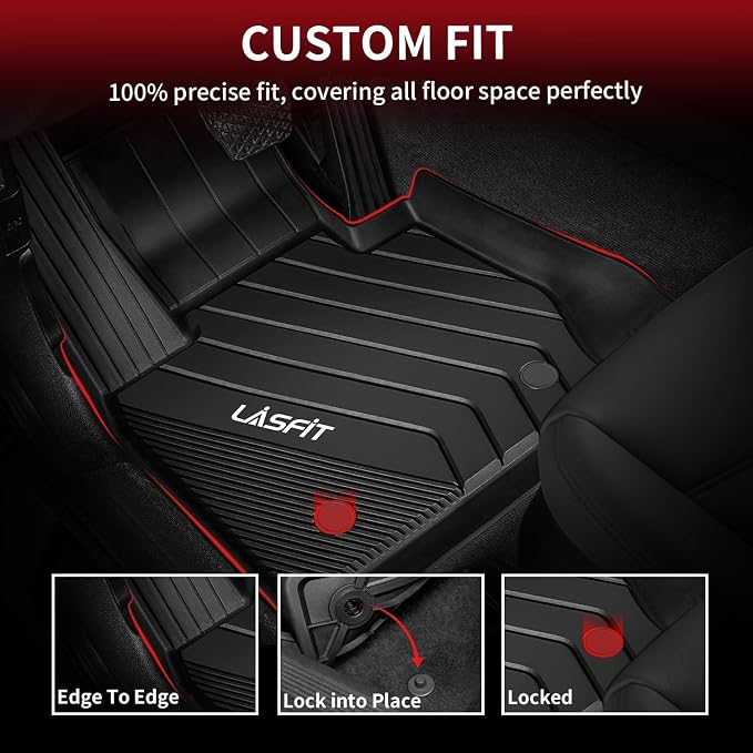 LASFIT Floor Mats & Cargo Liner for BMW 5 Series G30 2017-2023, Custom Fit TPE All Weather Easy to Clean Durable No-curling Full Set Car Liners for BMW 530i 540i M550i 540d xDrive, Black(Not for PHEV)