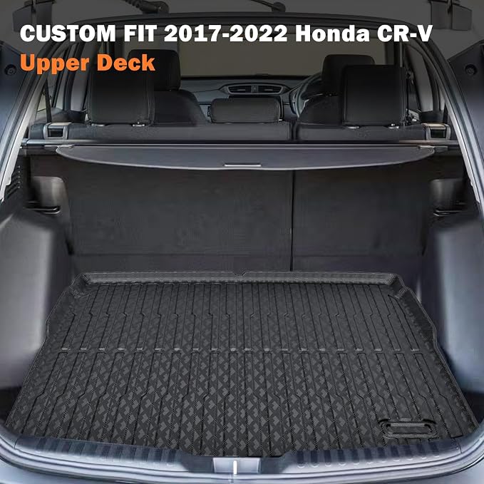 KUST Trunk Cargo Mat for Honda CR-V 2017-2022 (Upper Deck Position) (No Hybrid), All Weather Rear Cargo Liner for CRV Accessories Car Mat Cover TPE Rubber Raised Edge