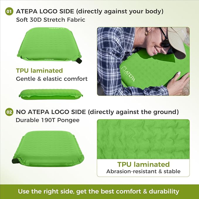 ATEPA Inflatable Seat Cushion, Compact Self-Inflating Seat Cushion for Stadium Airplane Air Travel Bleacher Camping, Blow Up Foam Seat Pad for Outdoor Sports Events Backpacking Hiking Sitting