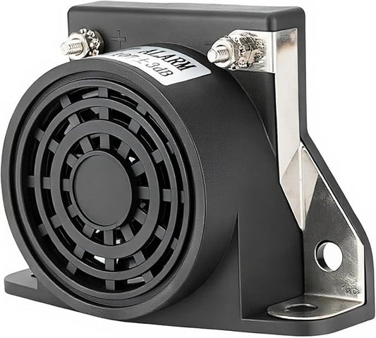 LINGYAO Backup Alarm for Trucks 12V-48V DC 107dB, Heavy-Duty Reverse Warning Beeper with Stainless Bracket, IP67 Waterproof OSHA Compliant for Commercial Vehicles Semi Truck, Forklift, RV, Van