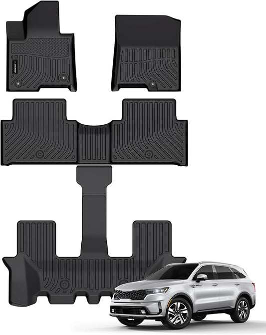 Auxko All Weather Floor Mats Fit for Kia Sorento Hybrid 2026 2025-2021(Include PHEV 22-26) TPE Rubber Liners Sorento Hybrid Accessories Set All Season Odorless Anti-Slip Floor Mats