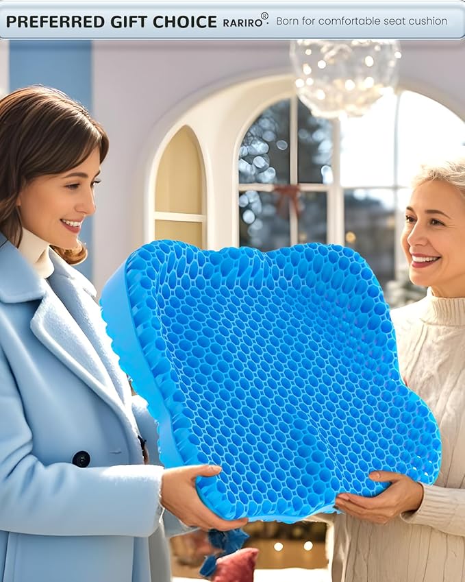 Gel Seat Cushion for Long Sitting(Enlarged & Thickened), Cooling Pressure Relief Seat Cushion for Wheelchair, Driving, Kayak, Office Desk Chair Seat Pad Gel for Heavy People[Blue-2.75" Thick]