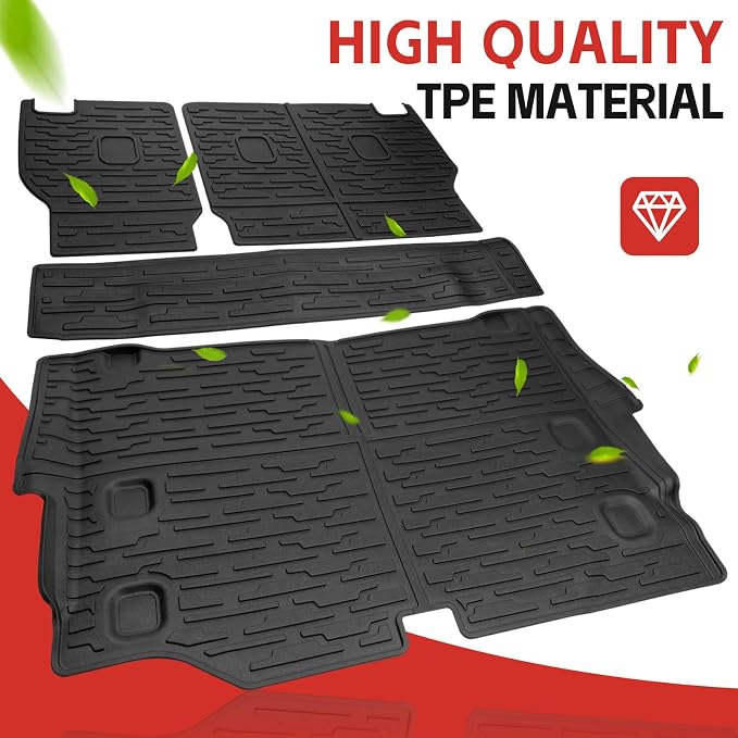 Cargo Mat with Seat Back Cover Fit for 2021-2025 Jeep Wrangler JL 4 Door Unlimited 4XE, Cargo Liner Durable TPE Trunk Mat for 2024 Jeep Wrangler JL/JLU Accessories(Cargo Mat+ Backrest Mats)