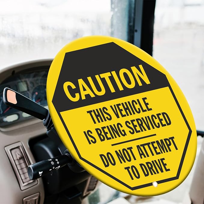 SmartSign Caution - This Vehicle is Being Serviced, Do Not Attempt to Drive Steering Wheel Lock Out Cover | 20" x 20", Made in USA