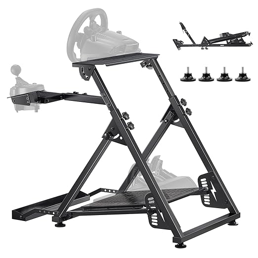 VEVOR Racing Wheel Stand, Adjustable & Foldable Simulator Stand for Logitech G923 G920 G29 G27, Thrustmaster T300RS TX F458 T500RS T3PA-PRO(F1/GT) Gaming Cockpit,Pedals Simulator NOT Included