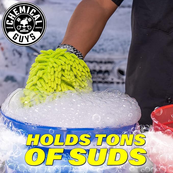 Chemical Guys CWS_101_64M Car Wash Starter Bundle - Maxi-Suds II Foaming Car Wash Soap, 64 oz (Half Gallon), Cherry Scent + Green Chenille Wash Mitt (2 Items) Works on Cars, Trucks, SUVs, RVs & More