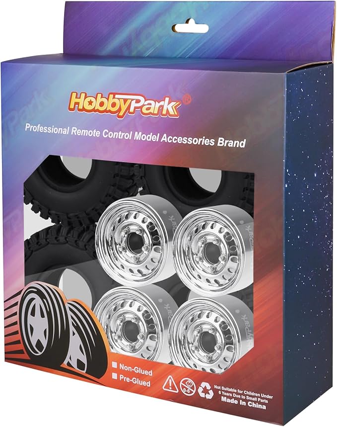 HobbyPark 1.0 Beadlock Wheels and Tires Negative Offset Stamped Steel 1.0" Wheels 1.0 Beadlocks for 1/24 1/18 RC Crawler TRX4M SCX24 FCX24 Upgrades Parts Soft Rubber Good Grip (w/52x20mm Tires B)