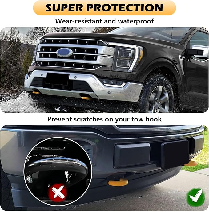 Tow Hooks Covers for Ford F150 2004-2026 Bronco Base/Big Bend/Outer Banks 2021-2026 Compatible with Toyota Tundra Accessories 2017-2021 (Yellow)