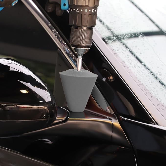 SPTA Polishing Cone, Car Wheel Hub Drill Buffing Sponge Pads Kit, Polishing Ball (T40 Light Cut & Fnish Polishing Cone)