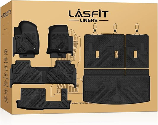 LASFIT Floor Mats 2021-2026 & Only 8 Seats (Not for 7/9 Seats) for Chevrolet Chevy Tahoe/GMC Yukon (Only Yukon, Not Fit Yukon XL)/Cadillac Escalade (Only Escalade, Not Fit Escalade ESV)