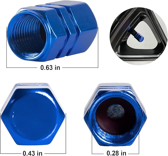 JUSTTOP Car Tire Valve Stem Caps, 12pcs Air Caps Cover, Universal for Cars, SUVs, Bike, Trucks and Motorcycles-Blue