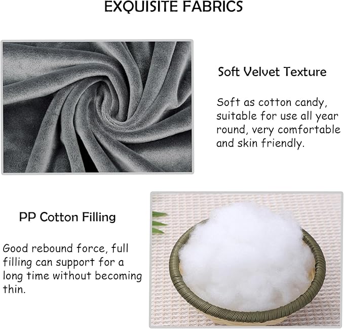 2 Pack Square Seat Cushion Chair Pads for Kitchen Dining Chairs, Soft Comfort Velvet Chair Mat Pillow Cushions with Ties for Office Desk Living Room Tatami 15.5", Dark Gray