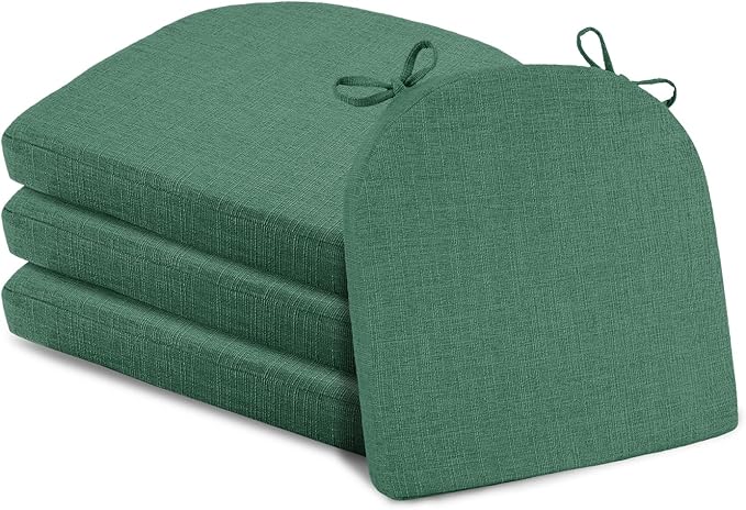 Basic Beyond Chair Cushions for Dining Chairs 4 Pack, Kitchen Chair Cushions with Ties and Non Slip Backing, 16 x 16 inches Chair Pads for Dining Chairs (Forest Green)
