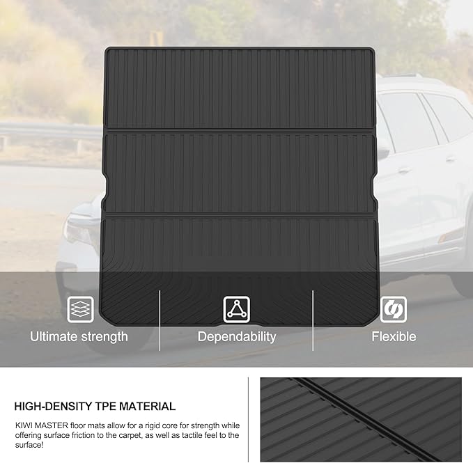 KIWI MASTER Folding Cargo Mat for 2016-2026 Honda Pilot, OEM Replacement 08U45-TG7-100, Custom Fit All Weather Car Rear Cargo Liner, Heavy Duty TPE Tray Trunk Mat, Black