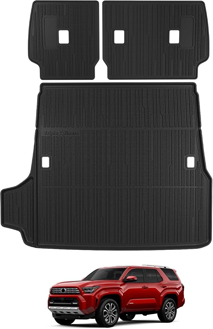 TripleAliners Trunk Mat & Rear Seatback Mat Fit for Toyota 2025 2026 4Runner All Weather TPE Liners Accessories Custom Fit TPE Heavy-Duty (Only for 5 Seats) - Not for Hybrid Model