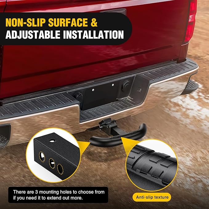 Nilight Tow Hitch Step for 2 Inch Receiver Heavy Duty Steel Universal Rear Bumper Guard 350lbs Capacity Wide Non Slip Trailer Hitch Step Bar with 5/8 inch Pin Clip Fits Pickup Truck SUV Van