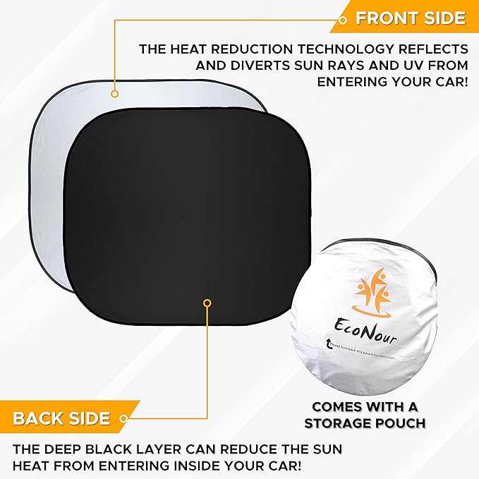 EcoNour Windshield Sun Shade Cartoon Funny Medium Size (31" L x 28" W), Printed Car Sunshade Foldable, 240T Polyester Blocks Heat and UV Rays for Front Window Protection