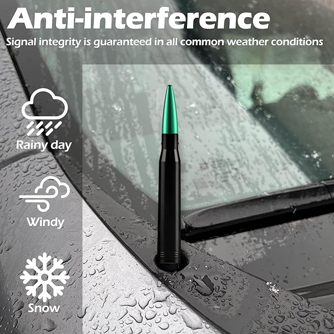 BJSIA Upgrade Universal Car Antenna Compatible with Ford, Dodge, Chevrolet, GMC, Jeep, Toyota Truck Antenna - Made of Rugged Billet and Aluminum, Green, Car Accessories