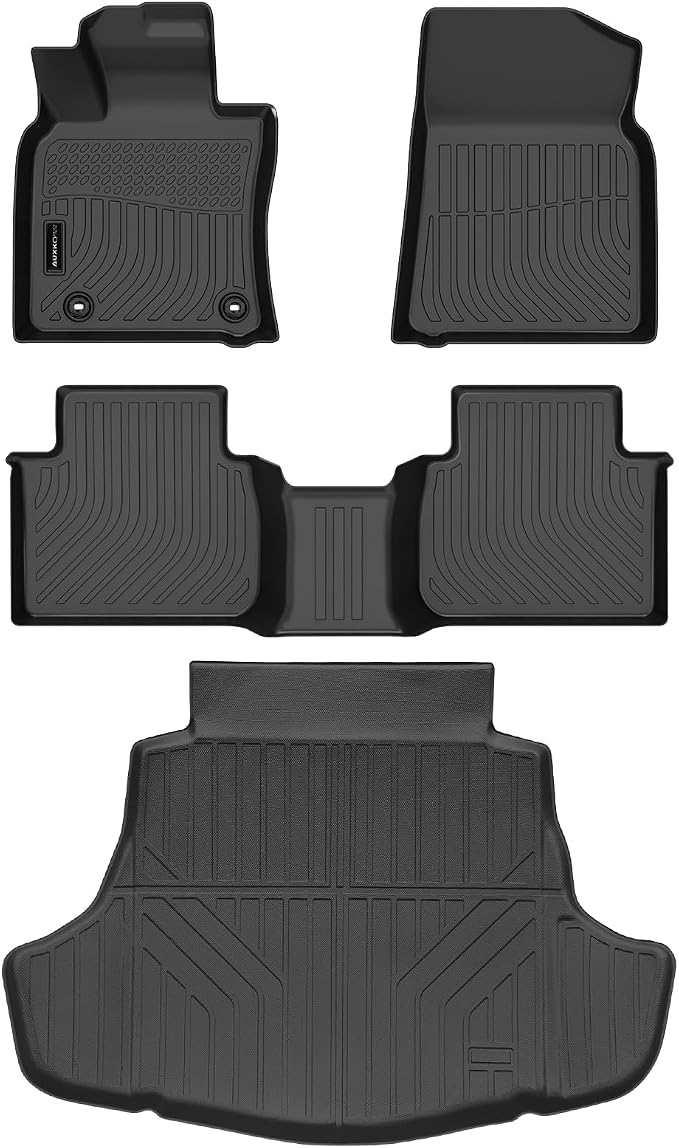 Auxko All Weather Floor Mats Cargo Mat Fit for Toyota Camry FWD 2024 2023 2022 2021 2020 2019 2018 TPE Floor Liner Trunk Mat Camry Accessories All Season Odorless Anti-Slip Black
