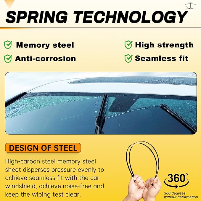 AUTOBOO 22" and 19" Windshield Wipers Blades (Pack Of 2),OEM Quality Premium All-Seasons Wiper blades,Stable and Quiet wiper blades