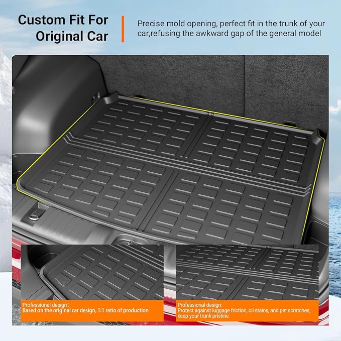 powoq Cargo Mat Compatible with 2017-2025 Jeep Compass TPE Rear Trunk Mat Cargo Liners Replacement for 2017 2018 2019 2020 2021 2022 2023 2024 2025 Jeep Compass Accessorie (Rear Trunk Mat)