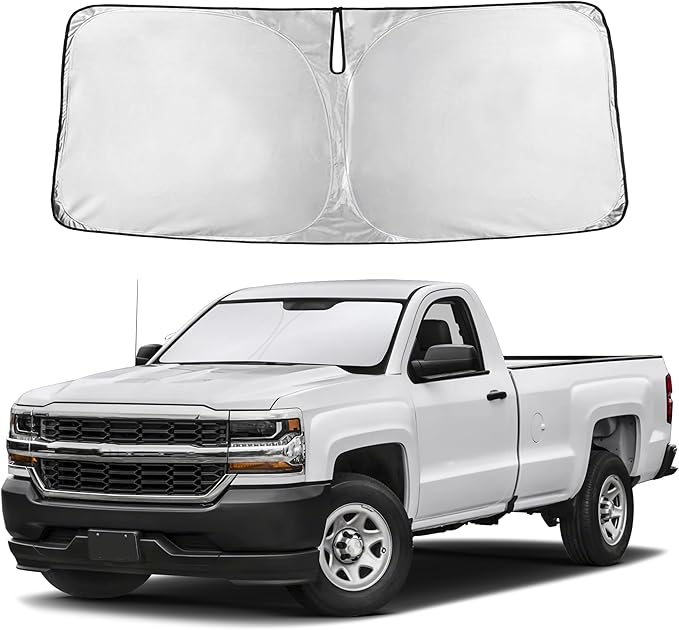 Autovir Windshield Sun Shade Fit for 2014-2016 2017 2018 Chevrolet Silverado 1500 Sun Shade, Front Window Sun Visor, UV Protection, Heat Blocker, Foldable Car Accessories