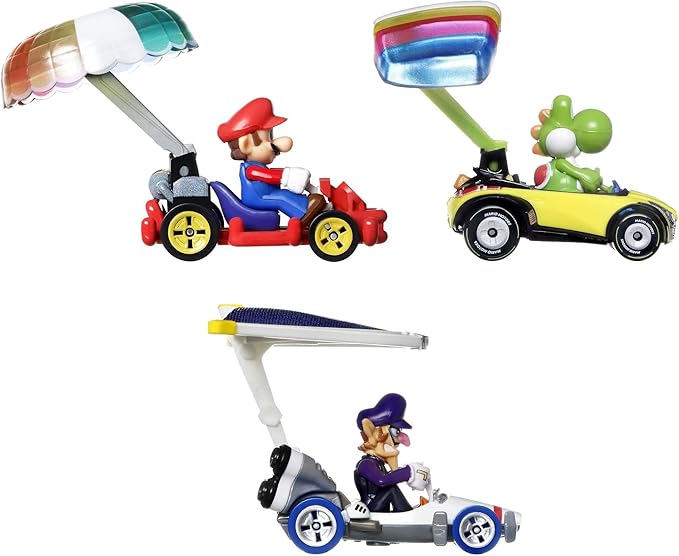Hot Wheels Super Mario Character Car 3-Packs with 3 Character Cars in 1 Set, Gift for Kids & Collectors Ages 3 Years Old & Up