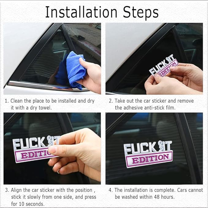Fuck IT Edition Emblem, Car Exterior Emblems Badge 3D Sticker Decal, Fuck-IT Edition Emblem 3D Fender Badge Decal, 3D Fender Badge Decal Car Truck Replacement, Fit for All Cars (Sliver Purple)