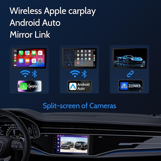 Haudio 10.1 Inch Double din car Screen,with wireles CarPlay and Android Auto,HD Touch Screen Car Stereo with Mirror Link, Bluetooth 5.0, Backup Camera, AUX,FM/AM Transmitter|Double din carplay Radio