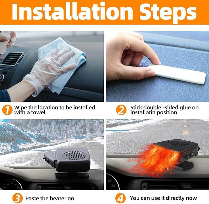 Car Heater 12V 200W, Fast Heating Defroster Defogger for Windshield, 2-in-1 Portable Car Heater and Cooling Fan, Plug into Cigarette Lighter for Car Truck SUV