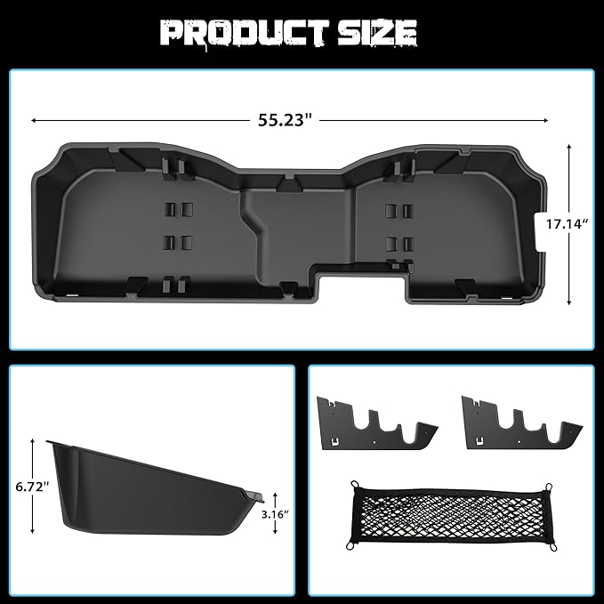 WHALEMOTOR Underseat Storage Compatible with 2014-2018 Chevy Silverado/GMC Sierra Crew Cab 1500(Inclu.2019 Ld/Lt)& 2015-2019 2500 3500 HD, Upgraded Rear Under Seat Organizer Cargo Box
