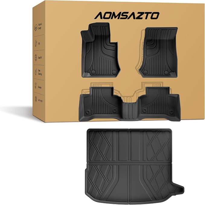Floor Mats for Mercedes-Benz GLC 300 Coupe 2016-2022 | Custom Fit All Weather Rubber Floor Liners & Cargo Liner Set, Black (Only for Coupe)