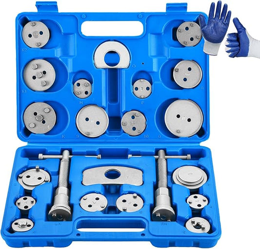 DASBET 24pcs Heavy Duty Disc Brake Caliper Tool Set Disc Brake Caliper Compressor Wind Back Tool Brake Spreading Tools (Blue, 24pcs)