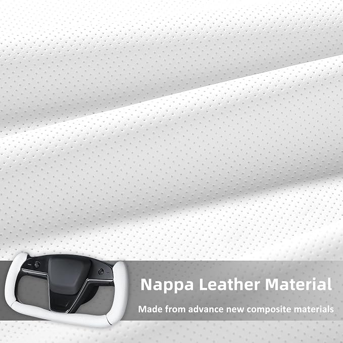 Steering Wheel Cover for Tesla Yoke Steering Wheel Cover Customzied for Tesla Model S 2021-Present/Model X 2021-Present Accessories,Anti-Slip,Comfortable Grip,Breathable,Nappa White