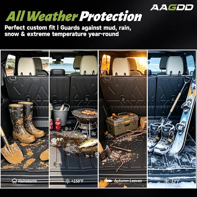 Cargo Trunk Mat with Backrest Mats for Ford Bronco 4 Door 2021-2025 2026,All Weather Protection TPE Heavy Duty Cargo Liner Bronco Accessories,Black