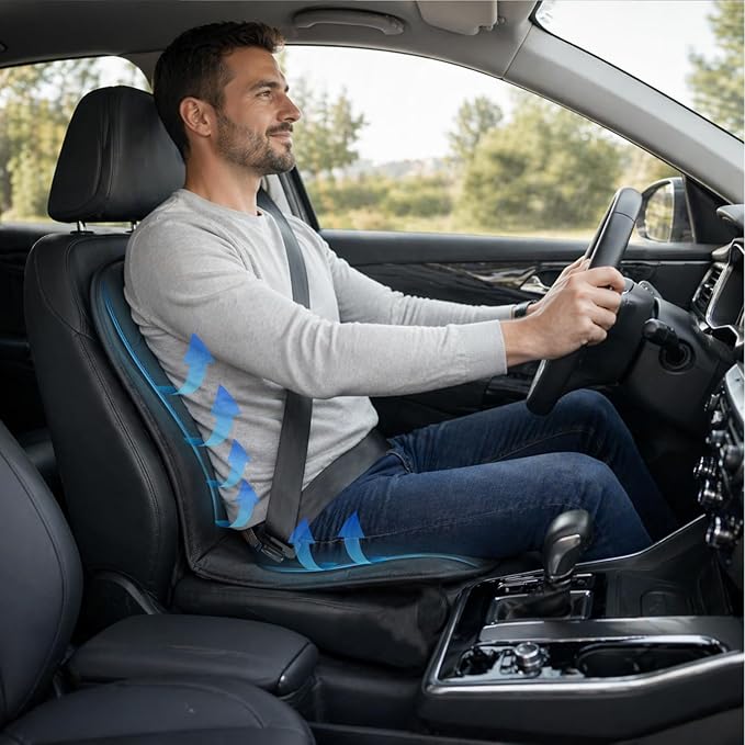 Zone Tech Black Cooling Car Seat Cushion 2-Pack 12V Automotive Adjustable Temperature Comfortable with Improved Air Circulation, Universal Fit for All Vehicles