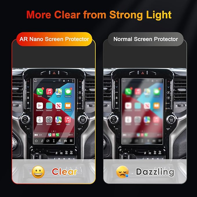 Ram Screen Protector 12 Inch for 2019-2026 Dodge Ram 1500 2500 3500 Uconnect Pickup Truck 12 In Ram Truck Accessories Anti-Reflective Bubble Free Soft Nano Protective Film 2PCS