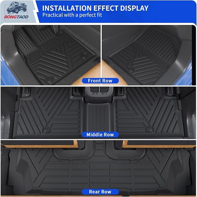 Rongtaod Floor Mats Compatible with 2020-2025 Hyundai Palisade 7 Seats Cargo Mat 2nd&3rd Row Kick Mat 2024 Palisade Accessories (2nd Row Backrest Mat+Trunk Mat with Backrest Mat+Floor Mats)