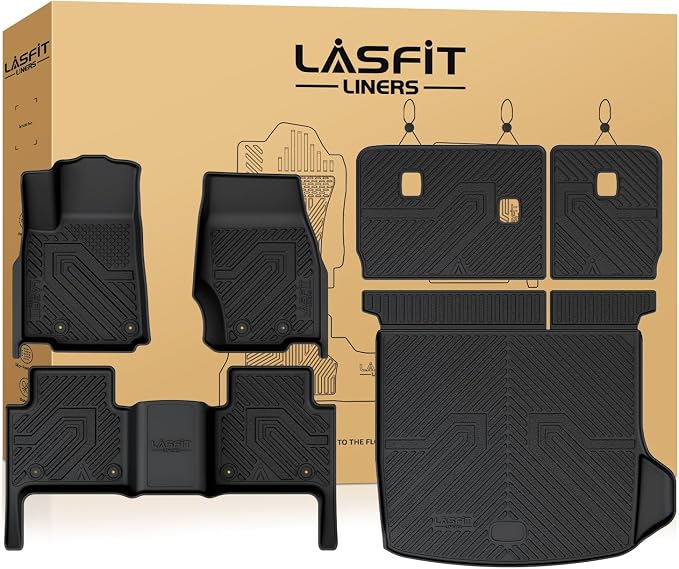 LASFIT Floor Mats for Jeep Grand Cherokee WL 2022-2025 2026 5-Seat (Include 4xe, NOT for L), All Weather TPE Custom Fit Car Mats Floor Liners Cargo Liner Cargo Mat Black
