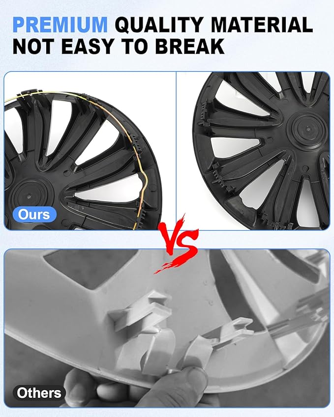 ABX Hubcaps,16 inch hubcaps Set of 4, Wheel Rim Cover ABS Material, Snap On Car Truck SUV Replacement, for Toyota Camry Nissan Mazda etc