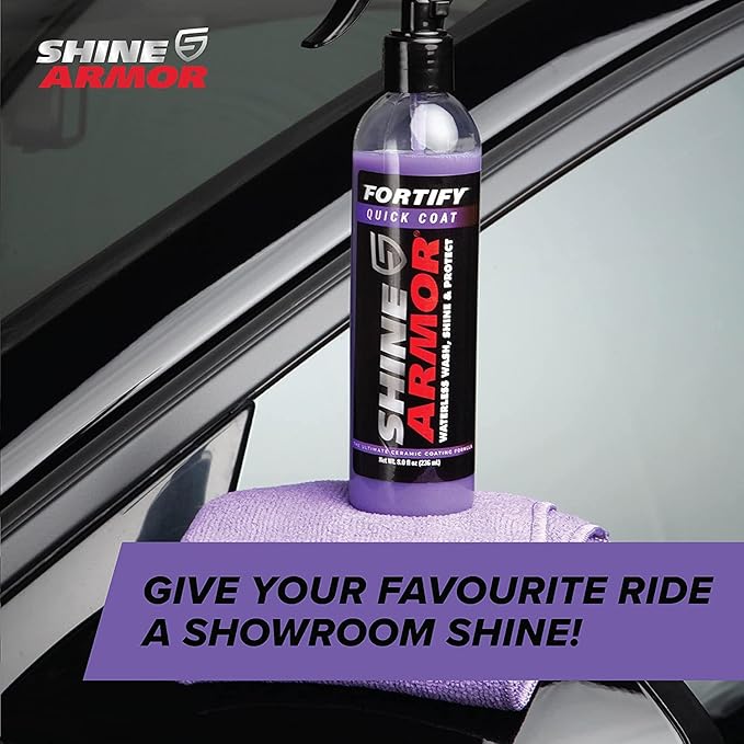 Car Wax Spray and Ceramic Coating for Cars - 3 in 1 Waterless Car Wash and Detailing - Quick Effect Coating Agent for Car - High Gloss Top Coat, Shiny Car Stuff by Shine Armor - Protective Wax 16FlOz