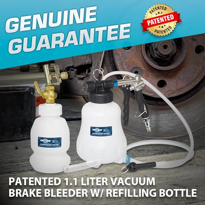FIRSTINFO A1157KUS Patented Vacuum Brake Bleeder Set, Taiwan Universal One Person Pneumatic Brake System Clutch Fluid Bleeding Extractor Tool with 1L Refilling Bottle