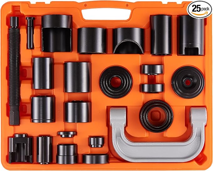 VEVOR Ball Joint Press Kit, 25 pcsTool Kit, C-Press Ball Joint Remove and Install Tools, for Most 2WD and 4WD Cars, Heavy Duty Ball Joint Repair Kit for Automotive Repairing