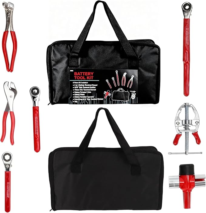 2025 NEW 8PCS Battery Service Kit, CR-V Battery Maintenance Kit, Battery Tools,Battery Terminal Cleaner, Car Battery Cleaner Kit, Tools Suitable for Car Repair and Battery Maintenance