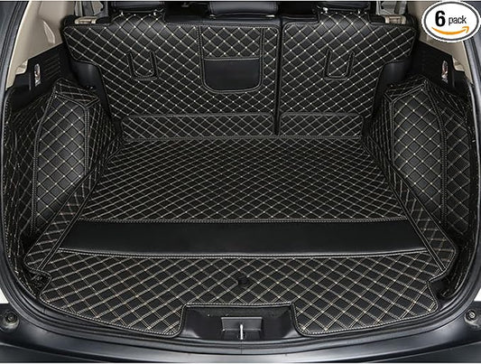 Trunk Mat Cover Compatible with BMW X5 PHEV 2019-Current Back Seat Cover & Cargo Liner & High Side Mats Heavy Duty Leather Mat - Black