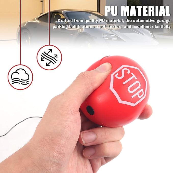 2PCS Garage Tennis Ball Parking Aid,Anti-Collision Hanging Garage Parking Aids for Cars with 13ft Rope,Universal Garages Parkings Stops Ball Garages Accessories for Car Truck SUV (Red/2PCS)