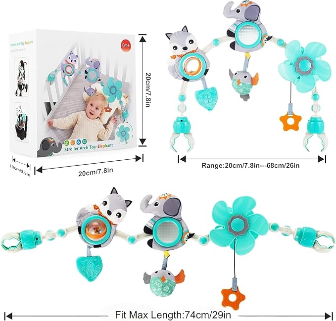 Lynncare Adjustable Arch Bassinet Toys for Infant & Toddlers, Stroller Arch, Baby Crib Toys with Fascinating Hanging for Stimulating Baby’s Senses and Developing Motor Skills